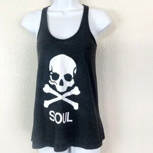SoulCycle Skull & Crossbones Tank XS Black Racerback Graphic Workout Top